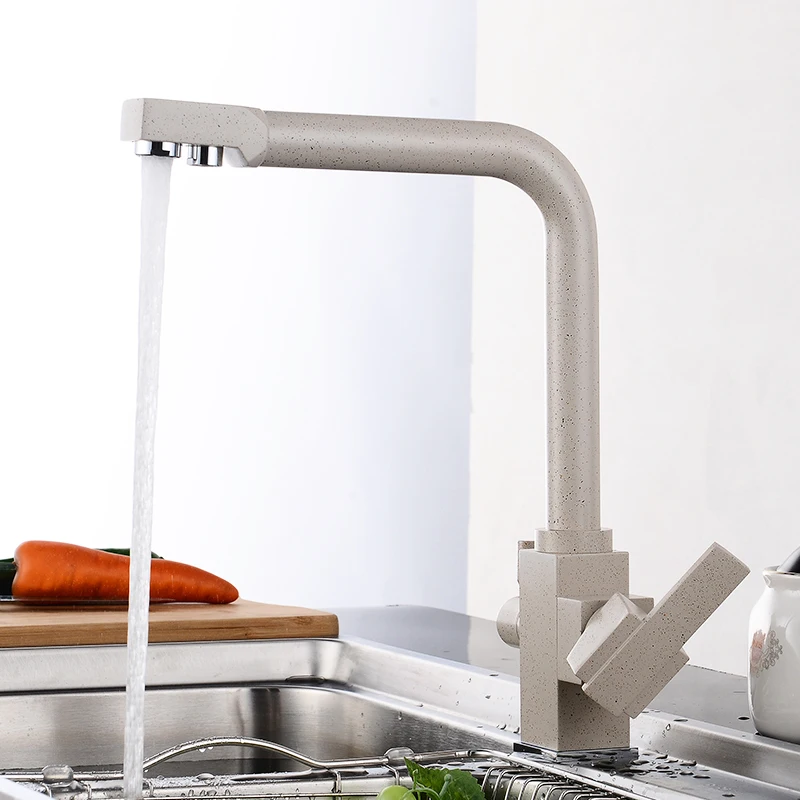 FLG фильтр для воды, смесители для кухни, черный смеситель с креплением, вращение на 360 градусов, с функцией очистки воды, кухонные краны