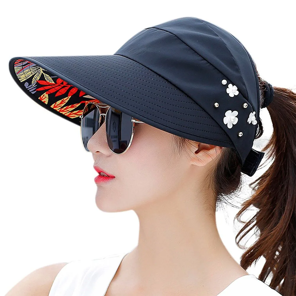 

women summer beach sun hat wide brim sun protection visor cap for female
