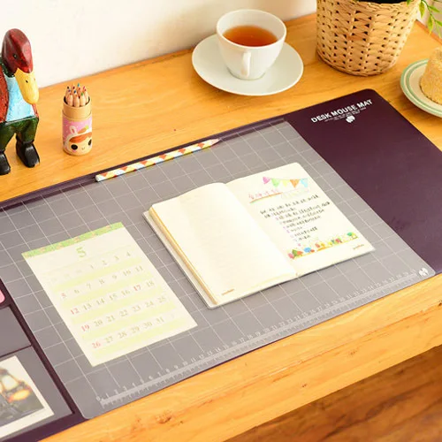 Kawaii Large PVC waterproof Desk pad Multi-function desktop organizer stationery holder mouse pad writing pad office supplies - Цвет: dark purple
