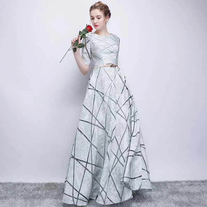 Robe De Soiree/вечернее платье невесты для банкета с круглым вырезом и короткими рукавами; элегантное платье в пол с карманами на молнии сзади; Vesta De Festa