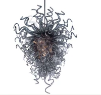 grey coloured hand blown murano glass chain chandelier lustre glass grey led chandelier
