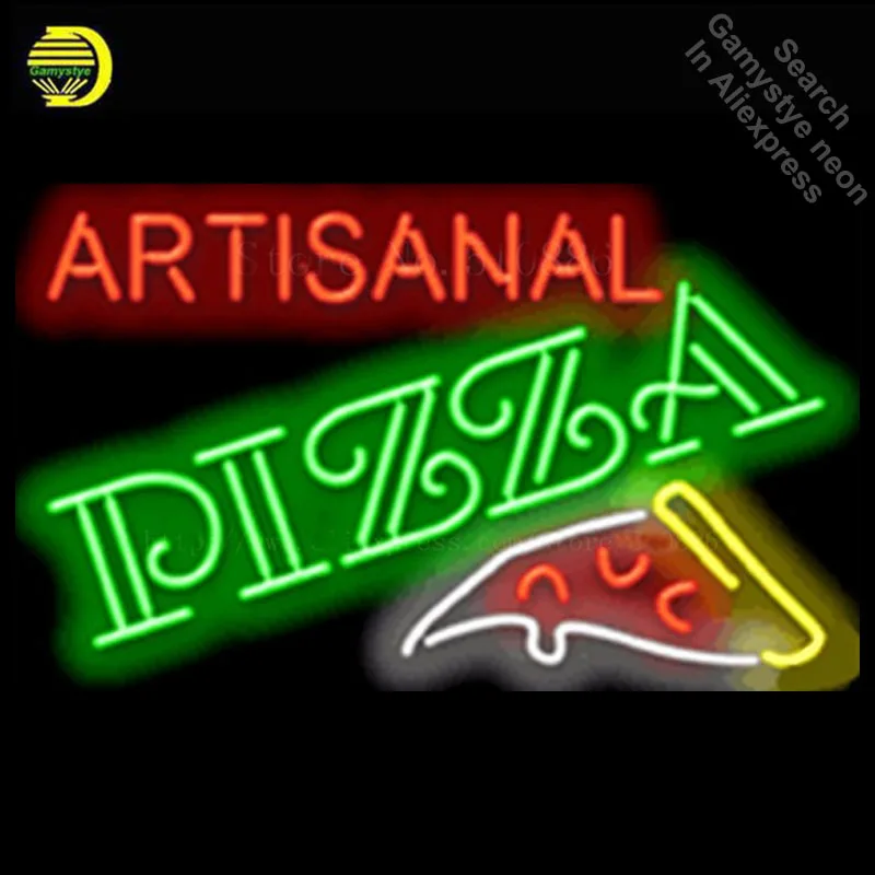 

Artisanal Pizza NEON SIGN REAL GLASS BEER BAR PUB LIGHT SIGNS store display Restaurant Advertising food dining Lights 19*15"