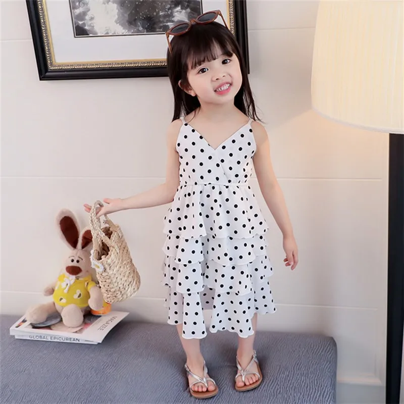 Raisevern New Summer Teen Girls Clothing Outfits Cotton Short Dot Dress Set Casual School Children Clothes Kids | Детская одежда и