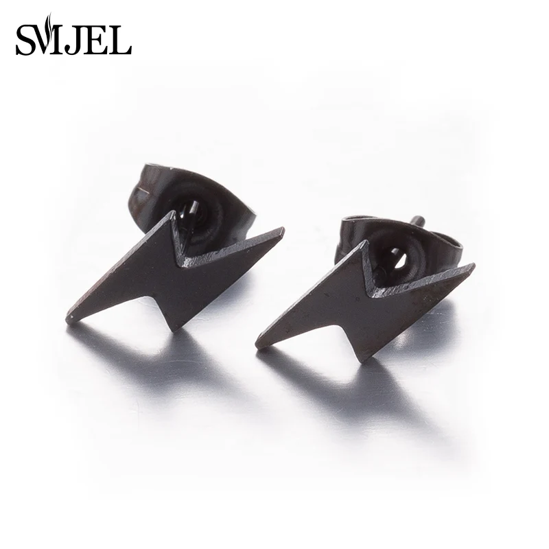 BLack Earring SMJEL из нержавеющей стали гром ожерелье с молнией для женщин Flash Arrow Гарри серьги для девушки подарки винтажный ювелирный набор - Окраска металла: BLack Earring