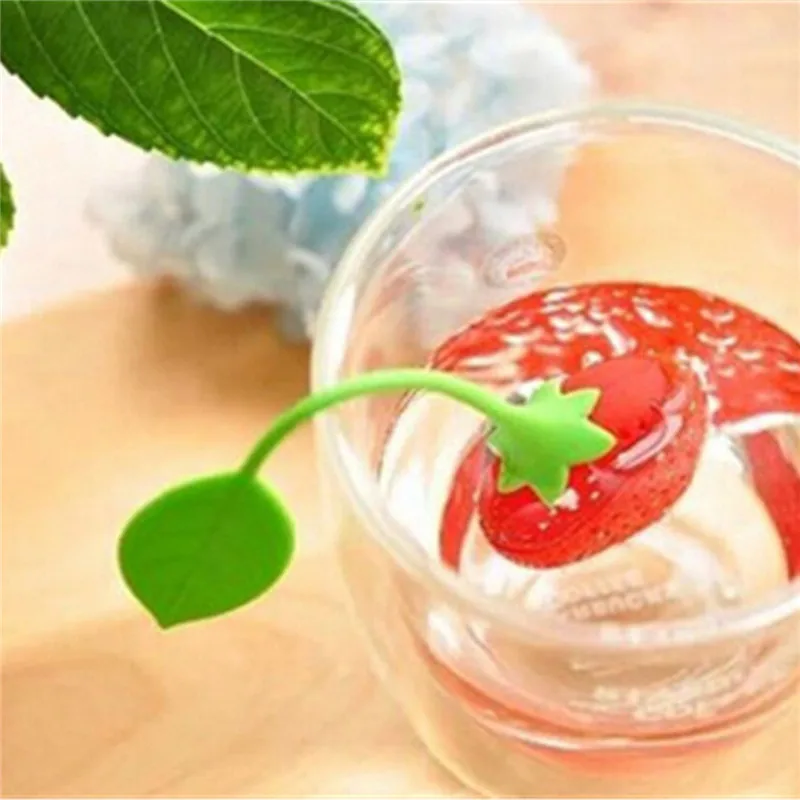 Силиконовый Креативный дизайн клубники многоразовый фильтр для чая ситечко