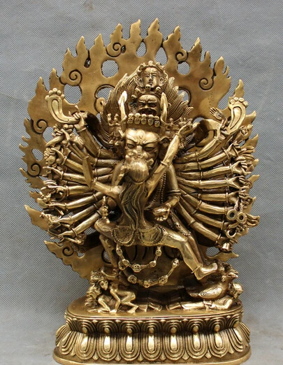 

Тибетская латунная буддистская защита Yamantaka Vajrabhairava, 30 см, 12 дюймов