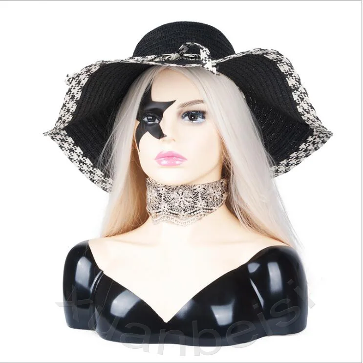 Enlarge New Arrival Female Realistic Fiberglass Manikin Head Bust Sale For Jewelry Hat Earring Lace Wig Display Maniquin head Nice Dummy