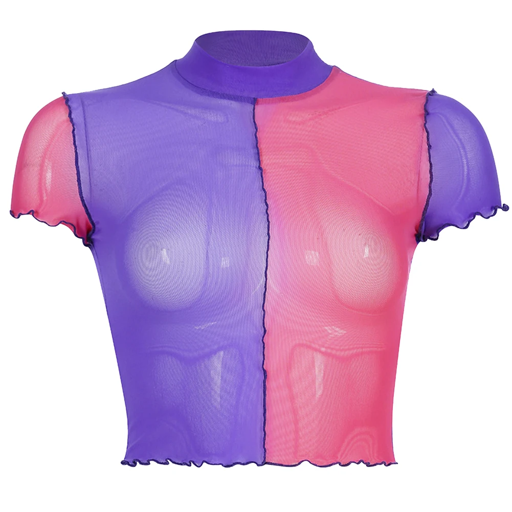 Универсальные вечерние женские топы с сеткой коротким рукавом летние