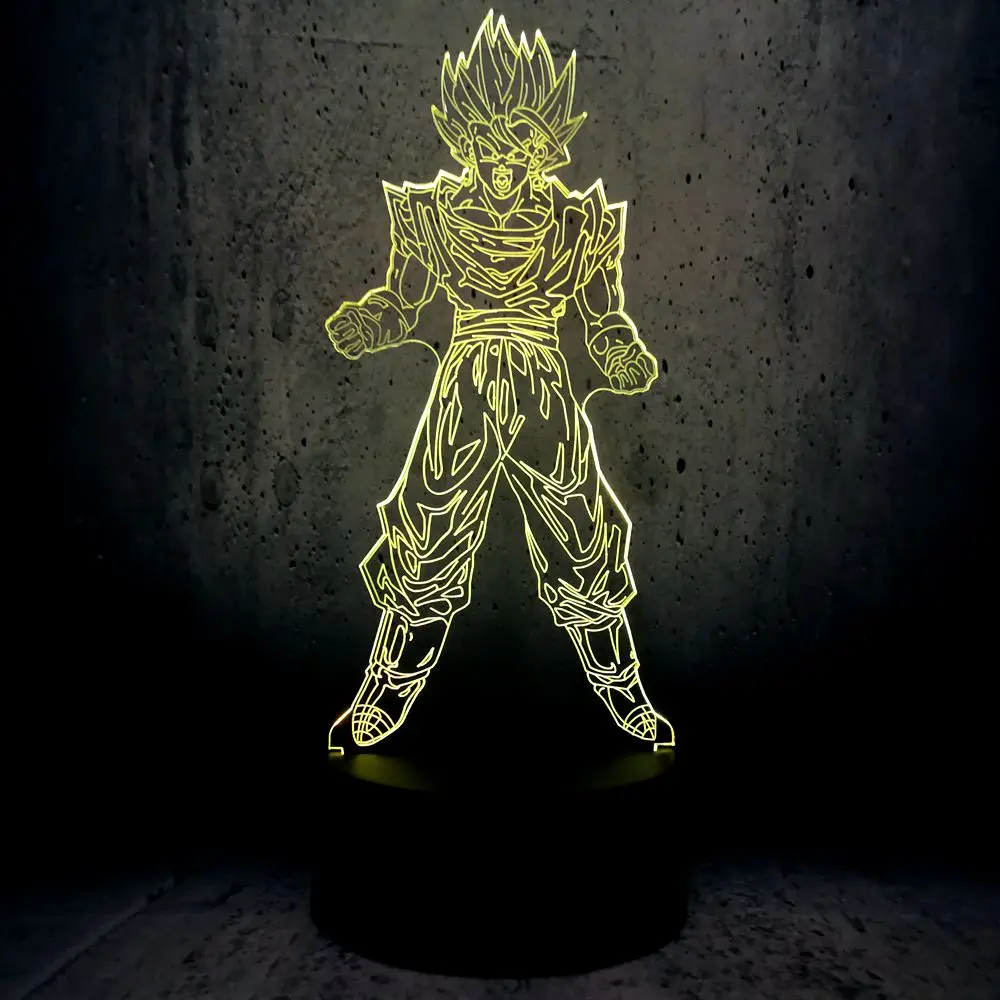 Супер Saiyan Kakarotto супер Сон Гоку Жемчуг дракона 3D настольная лампа Luminaria LED ночник