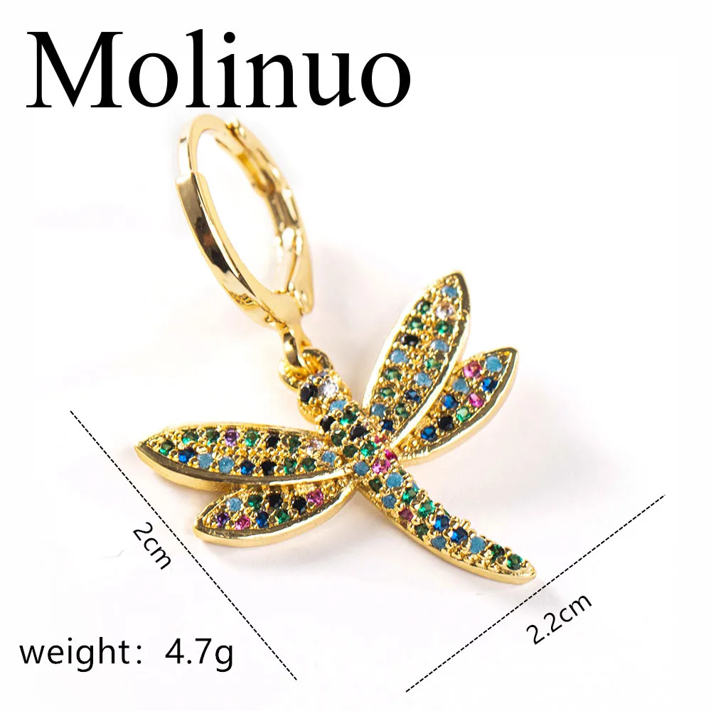Женские серьги-капли Molinuo очаровательные серьги в форме стрекозы с разноцветным