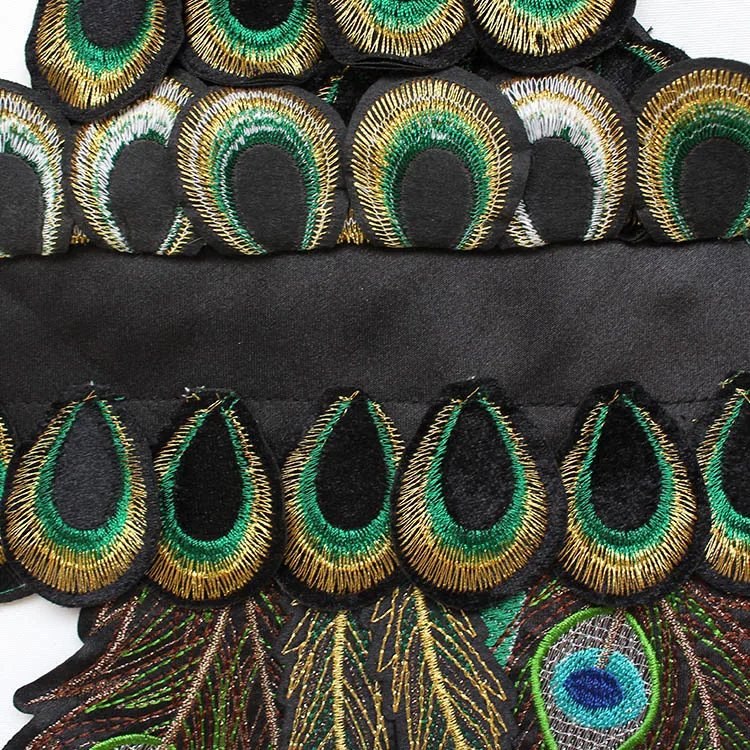 2 шт./лот изысканная модная флисовая вышивка с аппликацией хвост павлина Большие