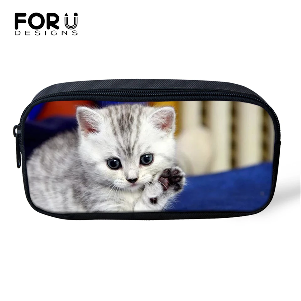 Косметички FORUDESIGNS с милыми кошками дамские дорожные сумки для макияжа маленькие