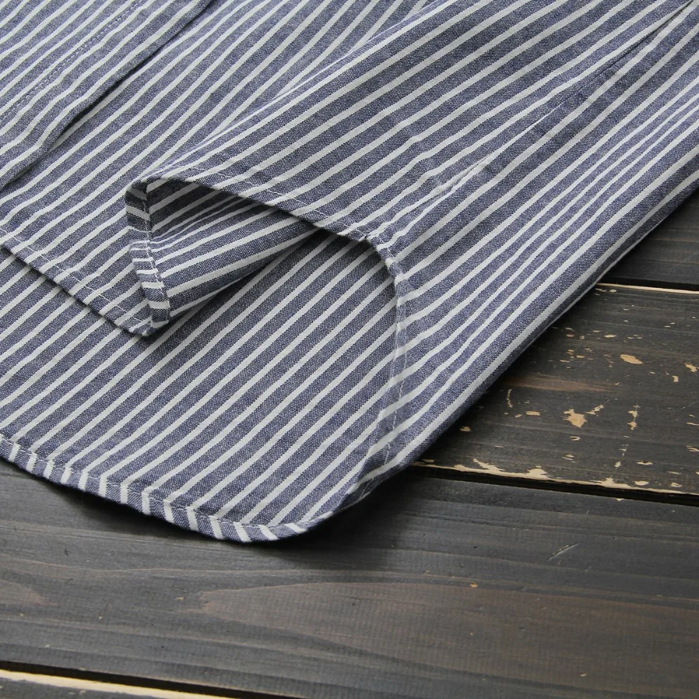 New style spring and Autumn women tops long blouse cotton linen shirt embroidered Snowman loose stripe camisa |