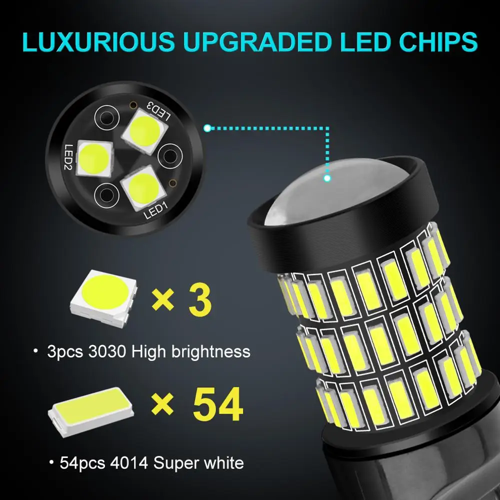 2 шт. T20 7440 W21W LED 7443 SRCK W21/5 W светодиодные автомобильные лампочки WY21W 12V 1200LM