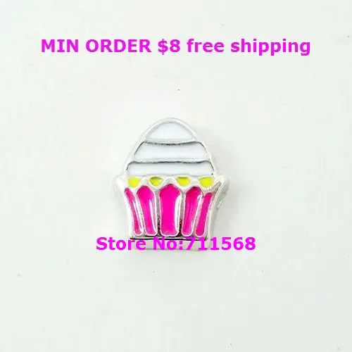 Розовый Кекс плавающие прелести для ног Дерево Стекло медальон очарование