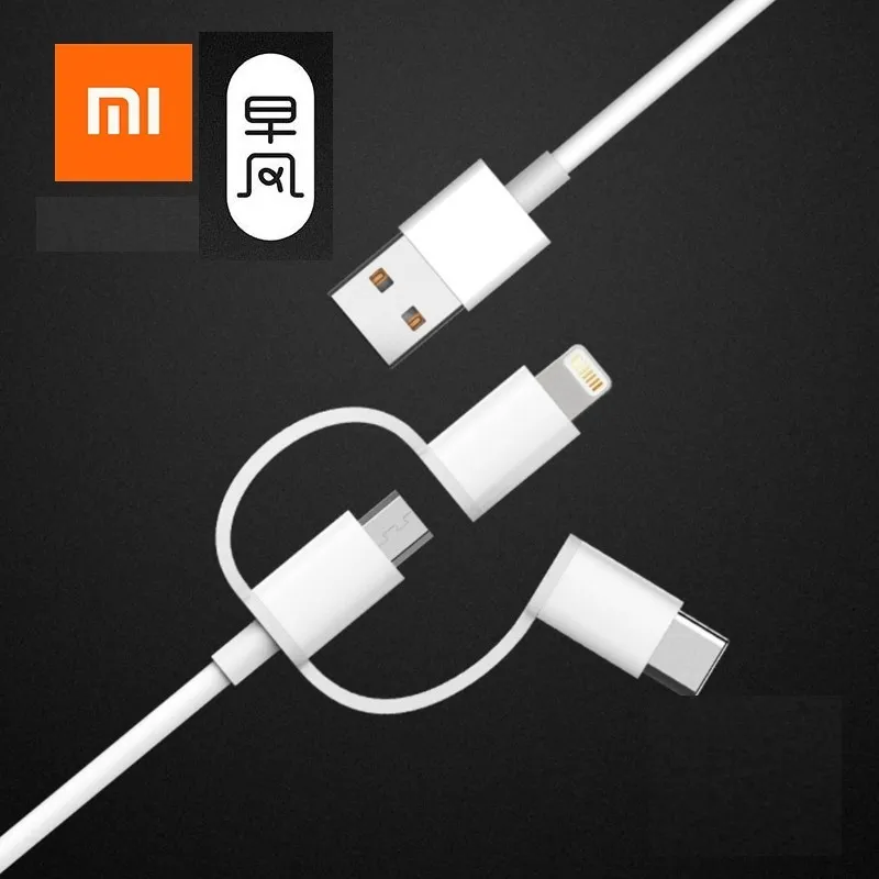 Xiaomi Оригинал 3 в 1 кабель для передачи данных 100 см MFI Lightning Micro USB Type C официальная