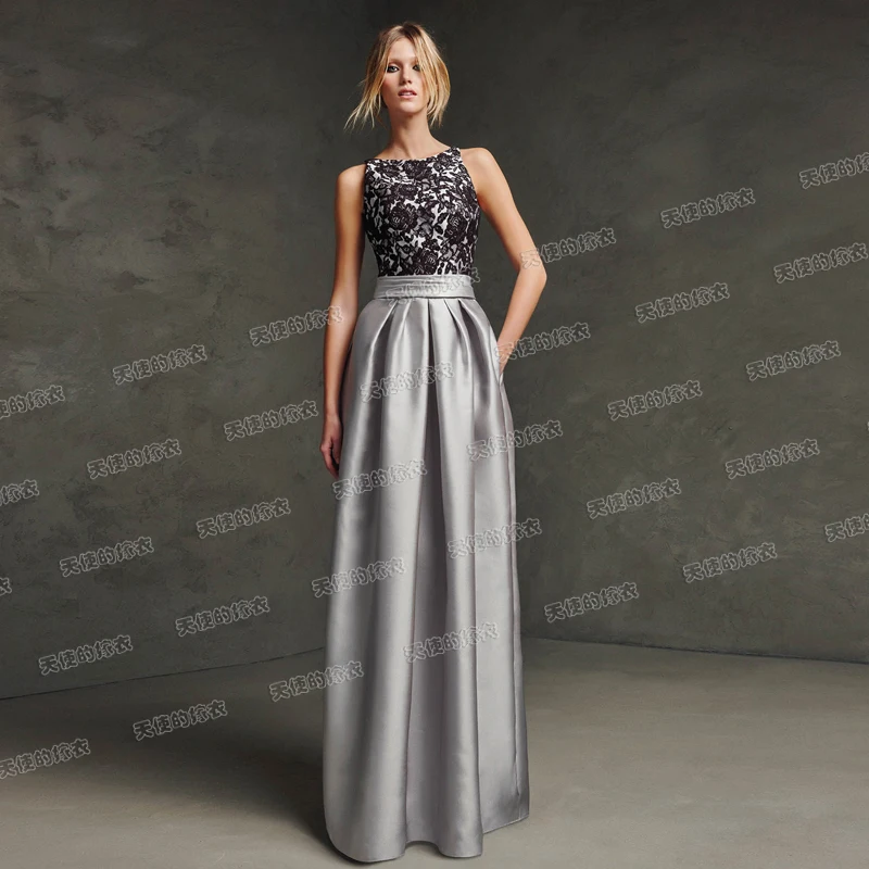 Длинное сатиновое платье с открытой спиной черное серое серебряное длинное