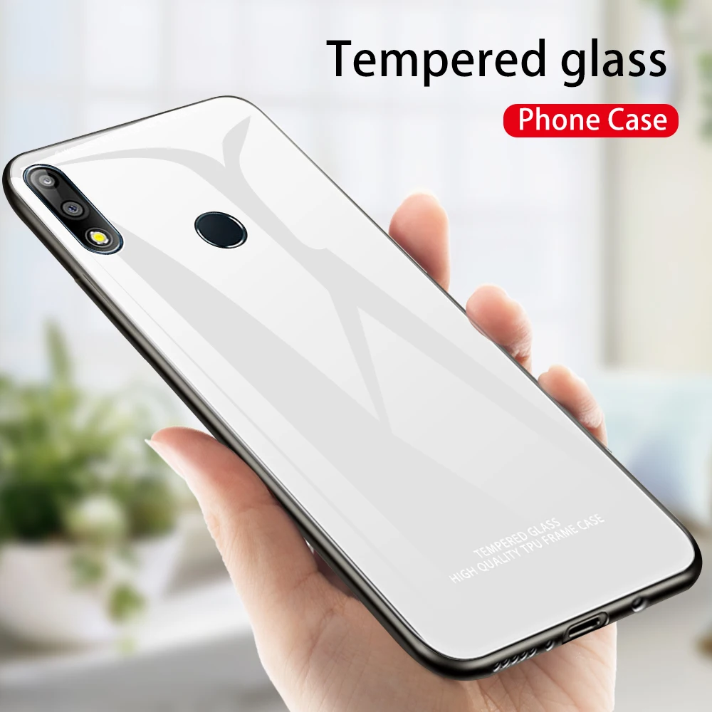 Белый Однотонный чехол из закаленного стекла для ASUS Zenfone Max Pro M1 M2 ZB601KL ZB602KL ZB631KL ZB633KL, задняя крышка, чехол для телефона s - Цвет: Белый