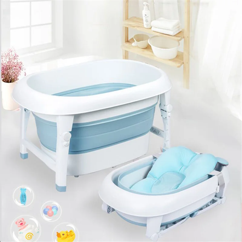 Baby Bathtub Foldable Newborn Swimming Pool Large Baby Bathtub for Multi-age Baby Shower Tub Free Bath Toys Baby Baptism Gift