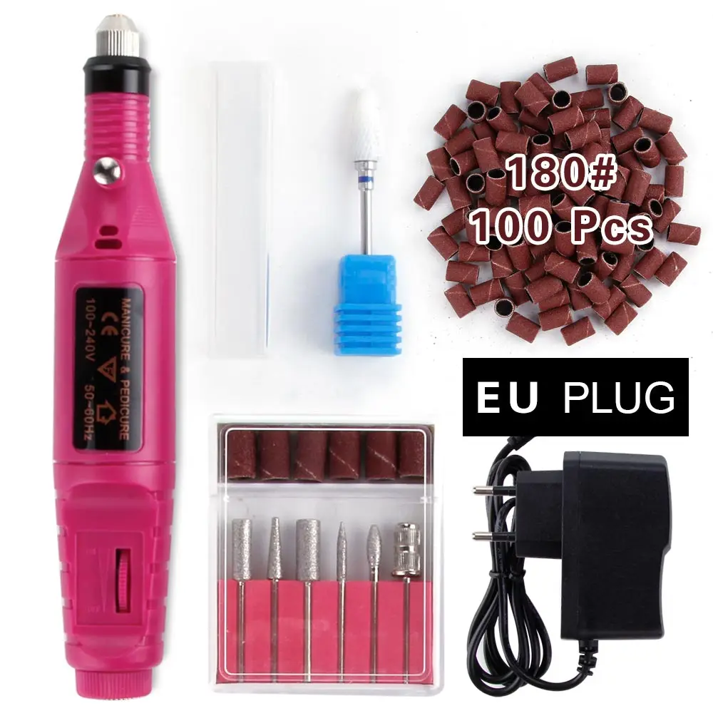 Rose Set 180 Электрические сверла для ногтей, маникюрный аппарат, педикюрный аппарат, керамическая фреза, фрезы, инструменты для дизайна ногтей, Гель-лак Remo - Цвет: Rose Set 180