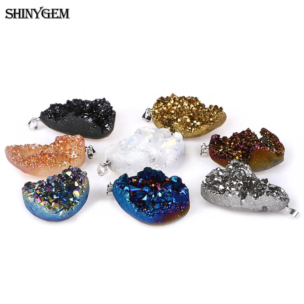 ShinyGem сверкающие натуральные чакра Опал Подвески разноцветная Друза Кристалл