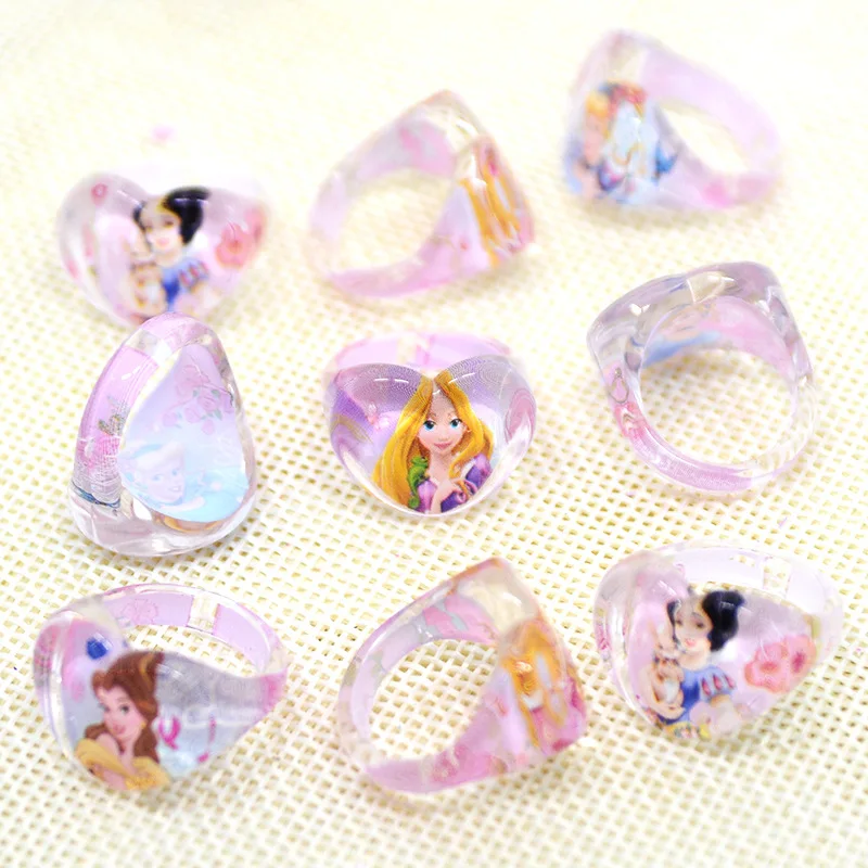 

36pc/lot Acrylic Cartoon Princess Snow White Crystal Kids Finger Rings Party Costume Birthday Party Favors Gifts
