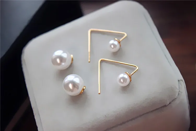 Настоящие серьги с кисточками Aretes E1015 han edition, индивидуальные серьги с открытым жемчугом, прекрасный двойной треугольник