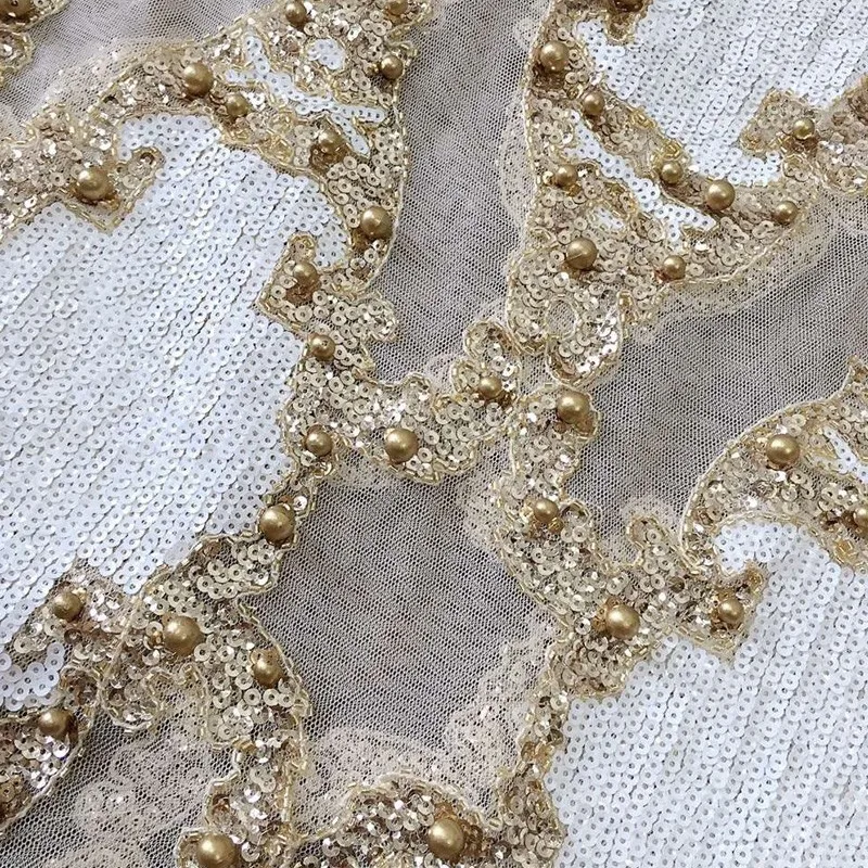 

HIGH QUALITY New Runway Designer Tops Women's Perspective Luxury Handwork Sequined Beading Top T-shirt Woman