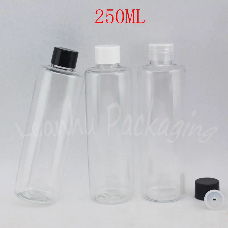 

250ML Transparent Flat Shoulder Plastic Bottle , 250CC Empty Cosmetic Container , Toner / Lotion Packaging Bottle ( 25 PC/Lot )