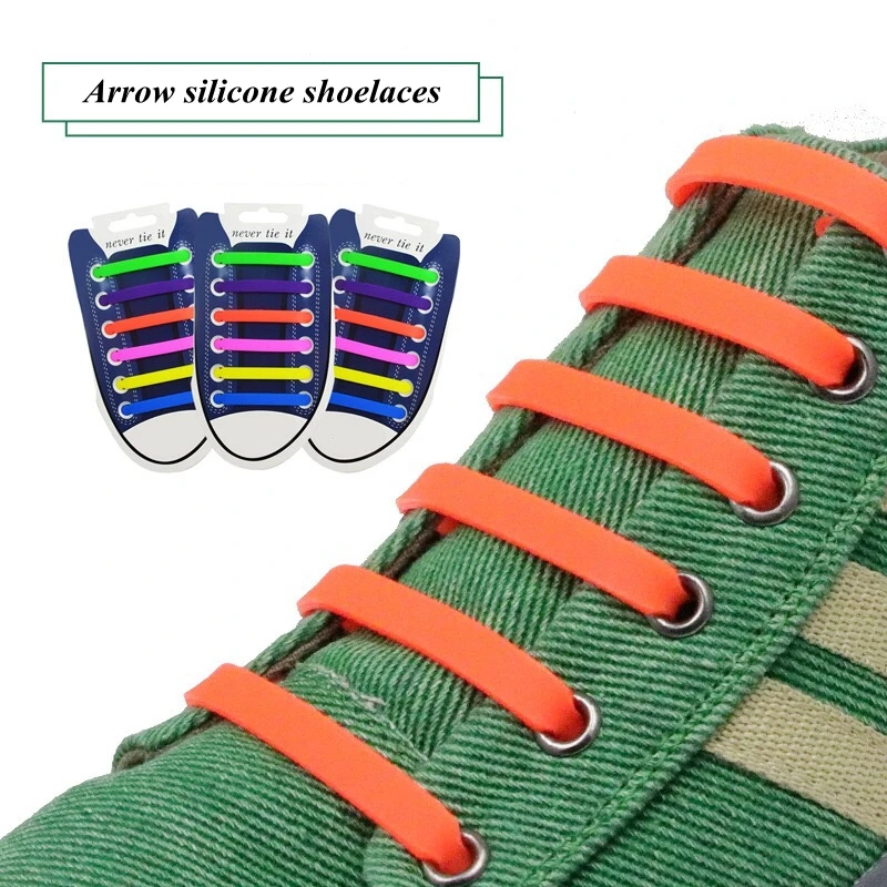12Pcs/Set Elastic Silicone Shoelaces Athletic Running No Tie Shoelace Sneakers Fit Strap Shoes lace For Men Women shoelaces