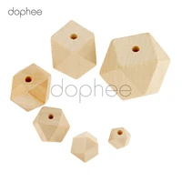 dophee 50pcs natural unfinished wooden geometric beads 16mm for jewelry necklace making diy