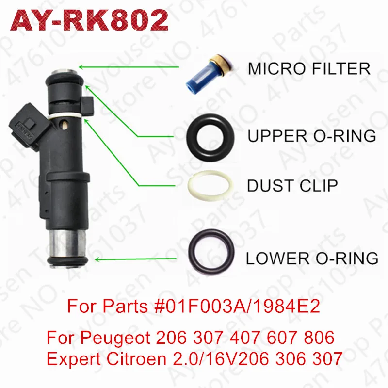 AY-RK802 10 комплектов ремонтные наборы деталей топливной форсунки для peugeot 206 306 307 407 607 806 Citroen C2 C3(AY-RK800 801 802 - Цвет: AY-RK802