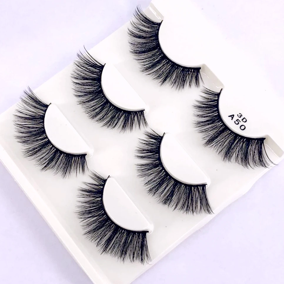 

50 boxes /150 pairs Sexy 100% Handmade 3D mink hair Beauty Thick Long False Mink Eyelashes Fake Eye Lashes Eyelash High Quality