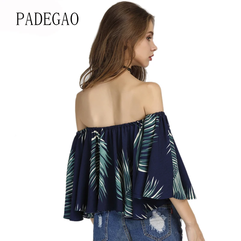 2017 блузки с открытыми плечами бохо Повседневная рубашка рукавом 3/4 и