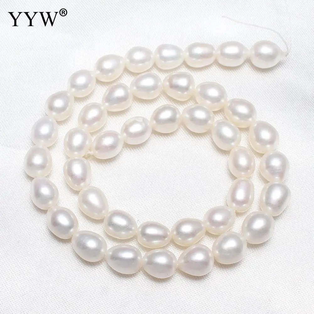 

YYW High Quality Cultured Potato Freshwater Pearl Beads natural 8-9mm Approx 0.8mm Sold Per Approx 15 Inch Strand