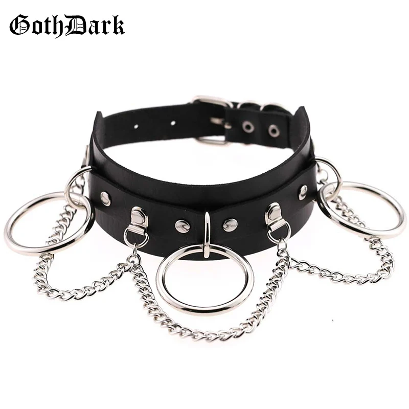 Goth Dark Chocker ожерелье женское кожаное готическое уличное гранж чокер металлический