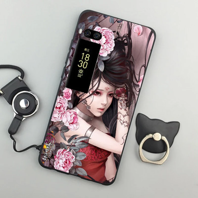 

2pcs For Meizu pro7 pro 7 Cases Fashion Cartoon soft Cover For Meizu pro7 pro 7 case shell For Meizupro7 cases with finger ring