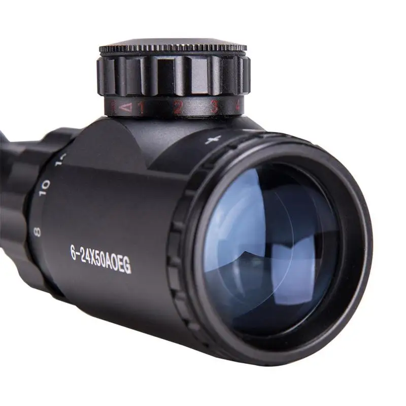 6-24x50 Aoe Riflescope Регулируемый зеленый красный точечный охотничий свет тактический прицел Сетка оптический прицел