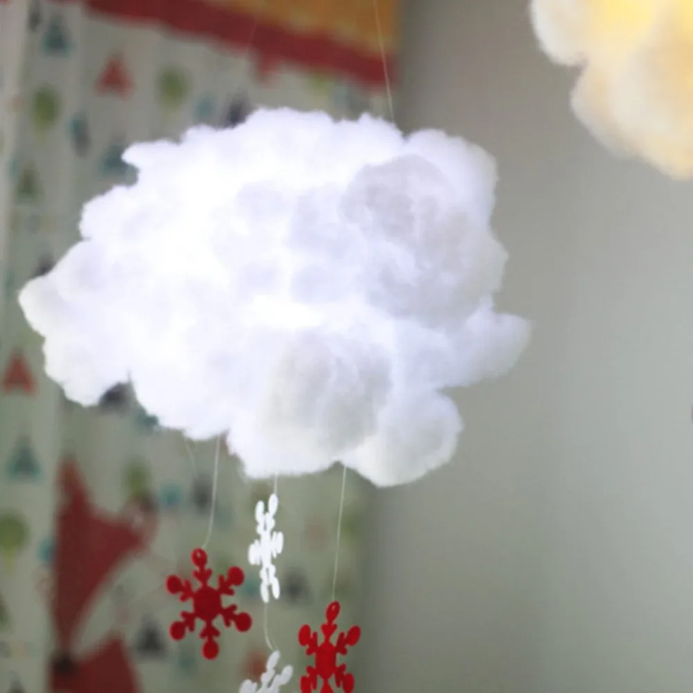 Kawaii милые Дизайн DIY ручной работы из хлопка облако светильник подвесной