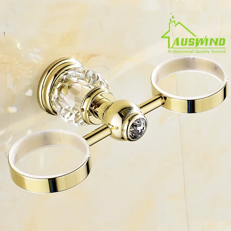 Золото Твердой Латуни Кристалл Европейский Кубок Зубная Щетка Держатель