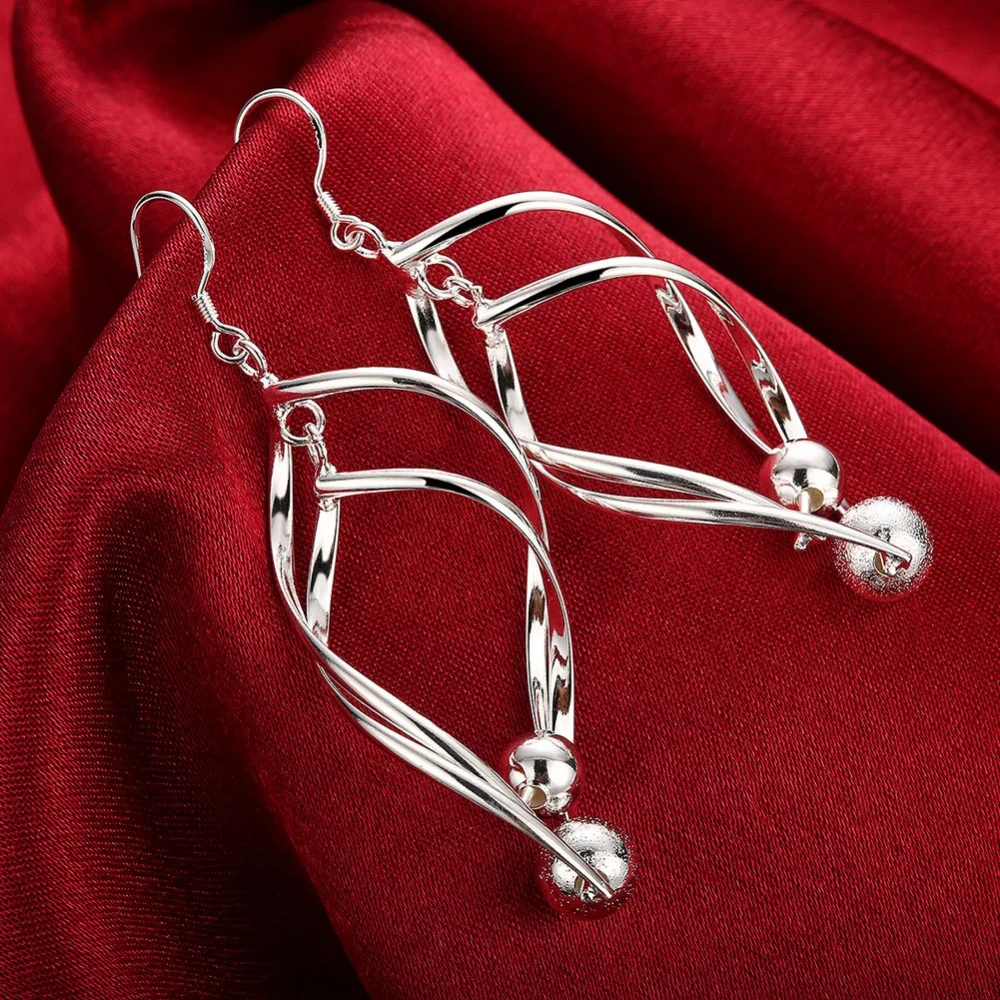 beautiful women earrings 925 jewelry silver fashion beads charm for free shipping high quality | Украшения и аксессуары