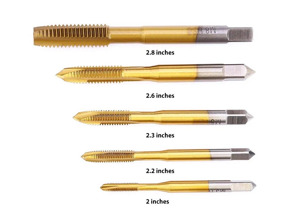 

11/11Hand Tools M3-M8 High Speed Steel Screw Tip Titanium Coated HSS Metric Straight Flute Thread Screw Tap Plug Tap