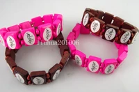 wholesale 24 pcs mix colors elasticity wooden bracelets fashion jewelry
