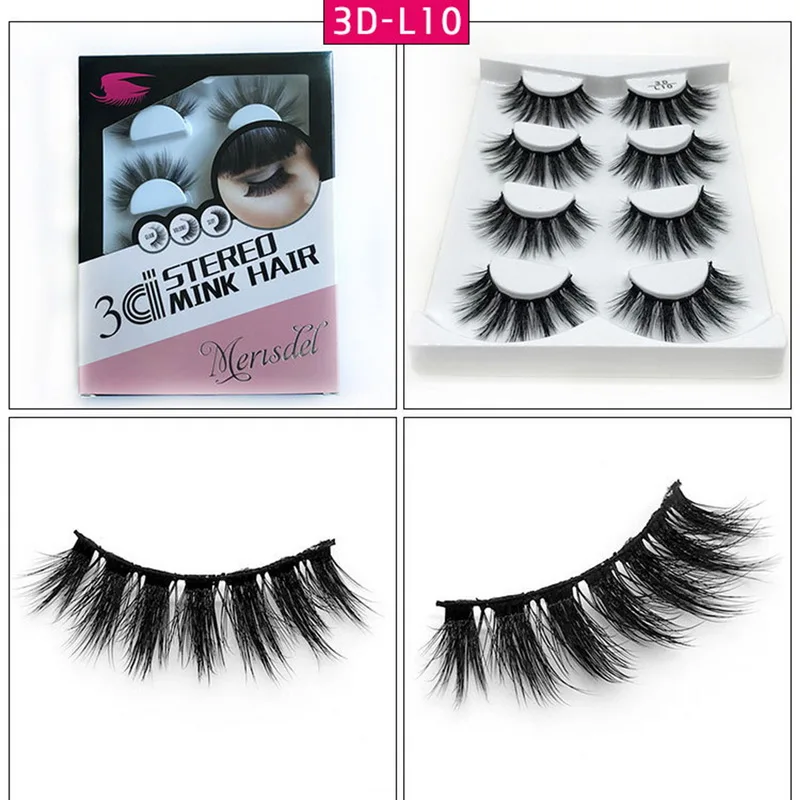 Новинка 4 пары натуральные накладные Искусственные ресницы длинный макияж 3D