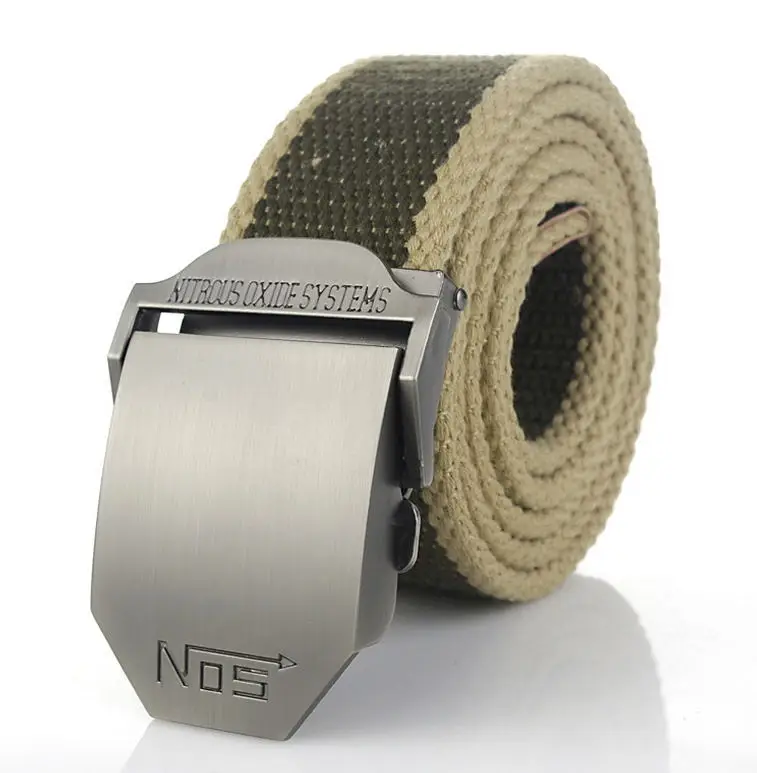 Green beige edge SupSindy мужской и женский ремень из парусины, роскошный военный ремень с пряжкой из сплава, армейские тактические ремни для мужских джинсов, высококачественный мужской ремень черного цвета - Цвет: Green beige edge