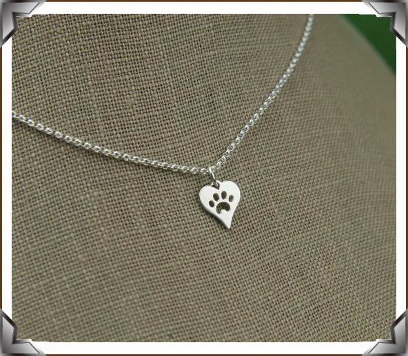 Lanseis10pc ожерелье в форме животного сердца Очаровательная кошачья лапа собачья