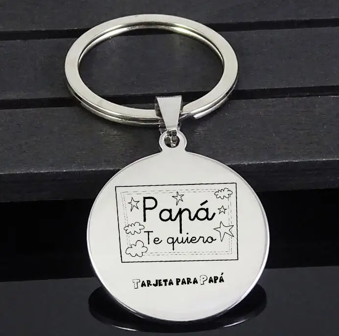 "TE quiero papa" брелок "TARGETA PAPA" брелок ювелирный лучший подарок на день отца для папы YP7164 - Цвет: Серебристый