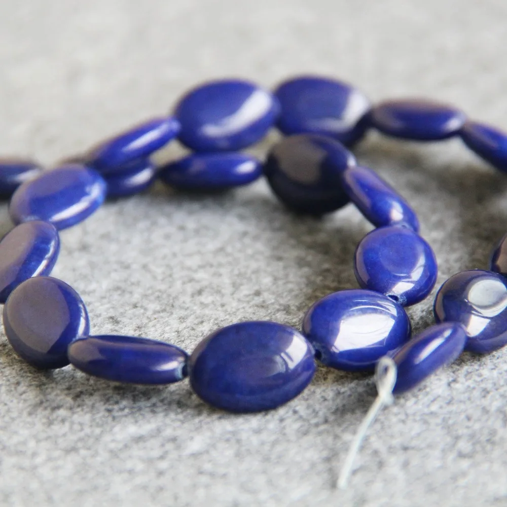 Бусины для ожерелья и браслета голубые бусины из лазурита 13 х18 мм незакрепленные