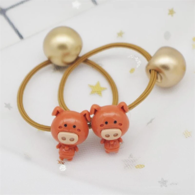 WPCZQVZA New Design Girls Cute Hair Rope Fashion Kawaii Small Pig Pattern Elastic Bands Children High Quality Scrunchy | Детская одежда