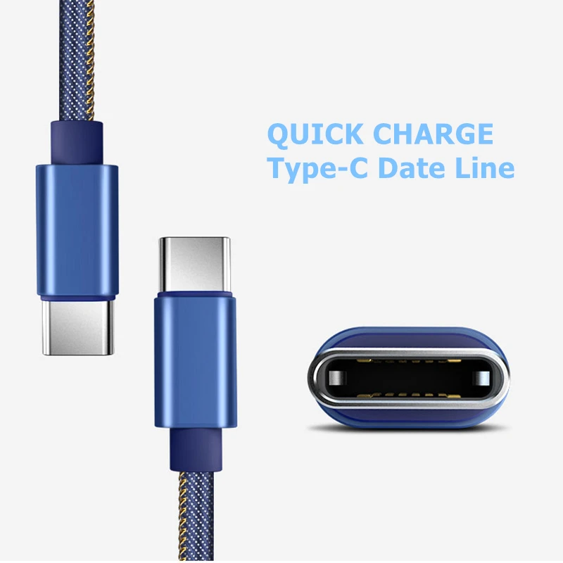 Byleen 2 м джинсовое зарядное устройство типа C USB кабель для быстрой зарядки Xiaomi mi 8 6x